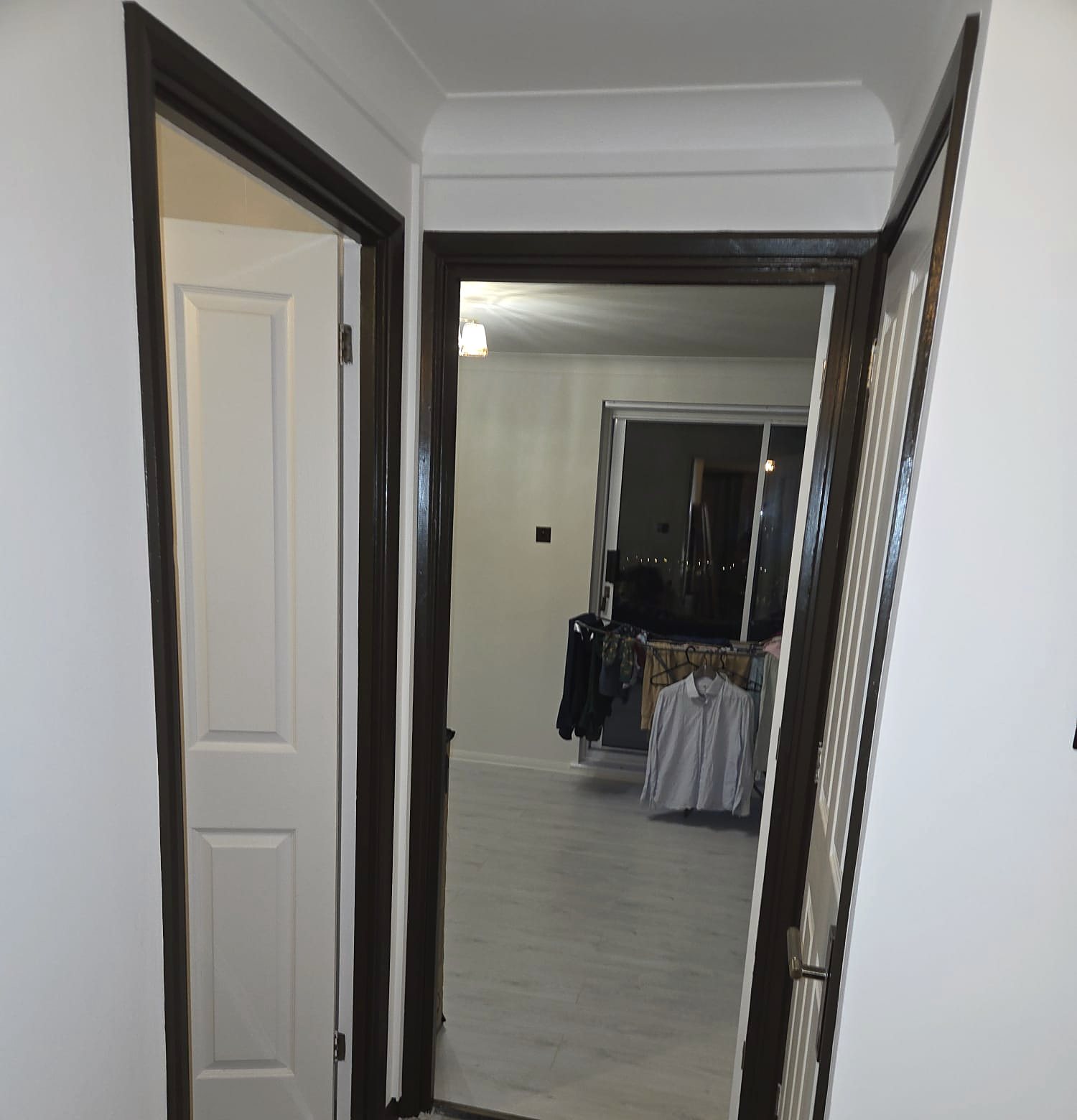 Door frames painted dark brown, painted by Zakro