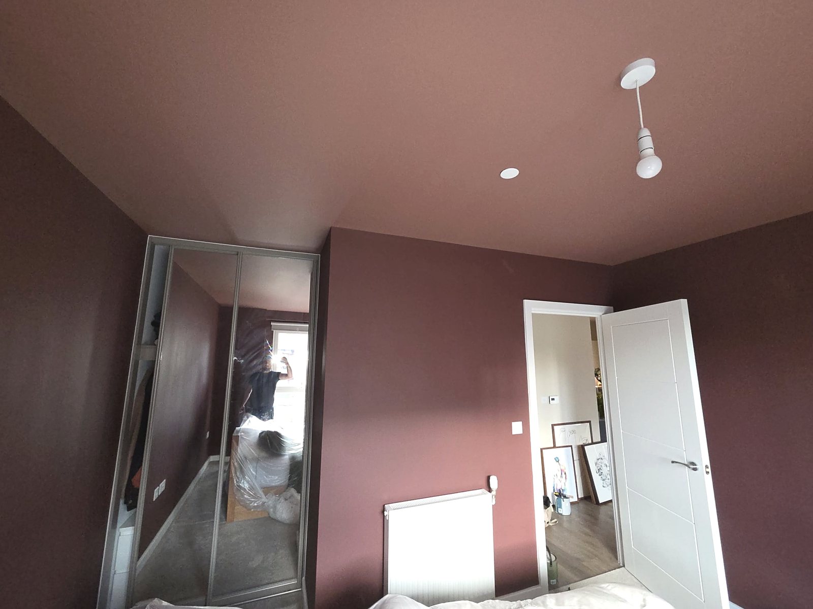 Plum bedroom, walls and ceiling, painted by Zakro