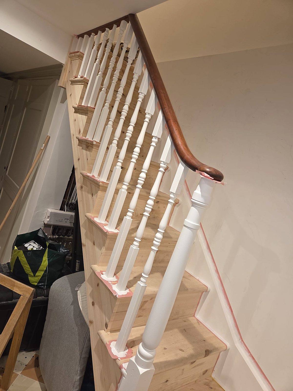 Turned spindles painted white, painted by Zakro